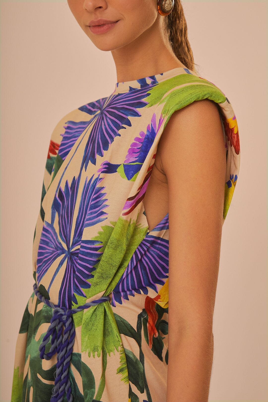 Sand Macaw Jungle Organic Cotton T-Shirt Dress