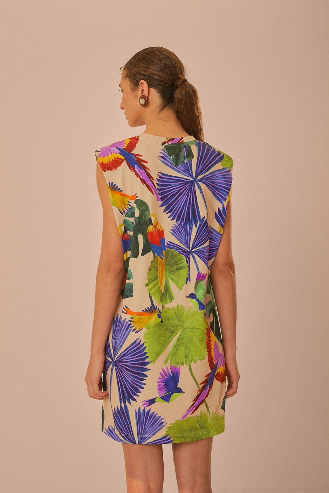 Sand Macaw Jungle Organic Cotton T-Shirt Dress