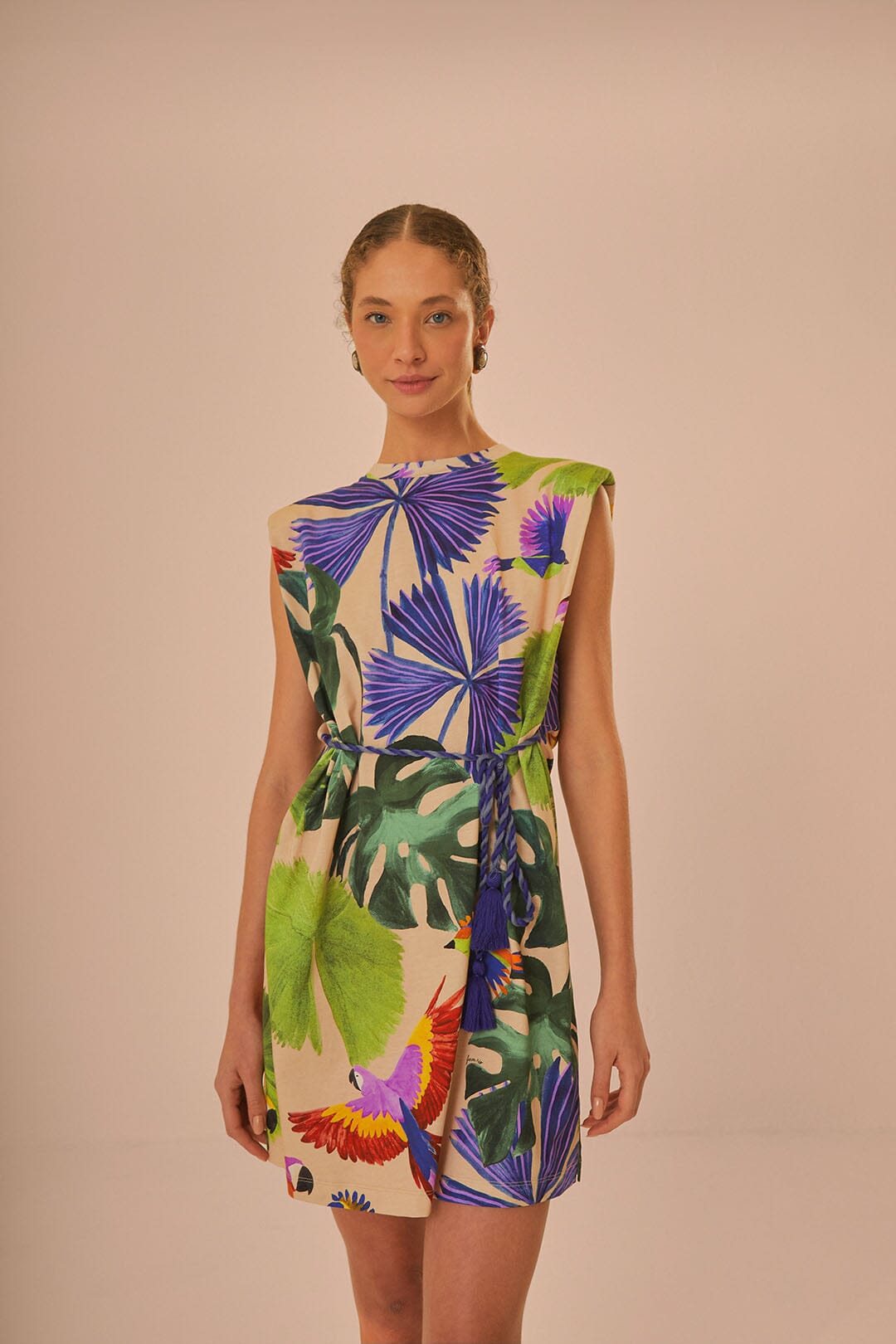 Sand Macaw Jungle Organic Cotton T-Shirt Dress
