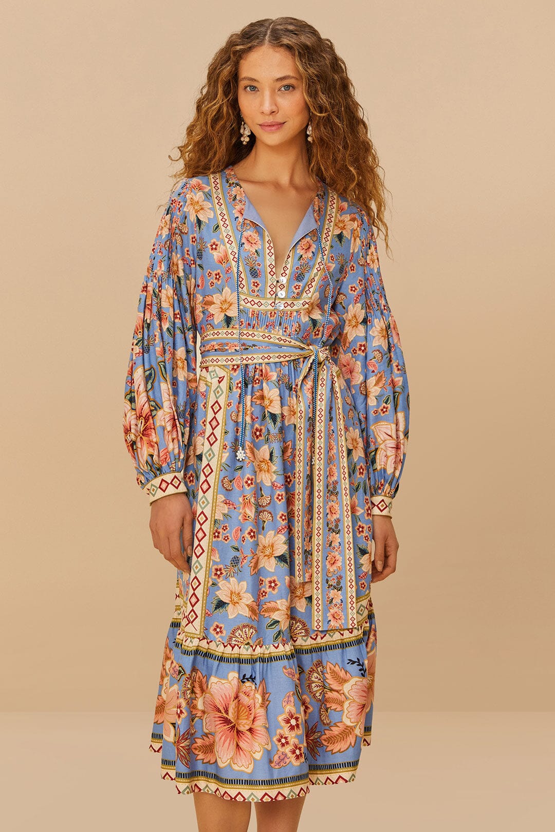 Blue Superbloom Tapestry Euroflax™Midi Dress