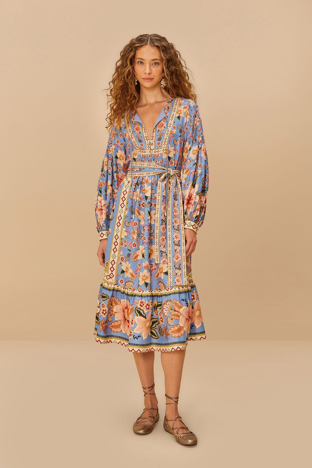 Blue Superbloom Tapestry Euroflax™Midi Dress