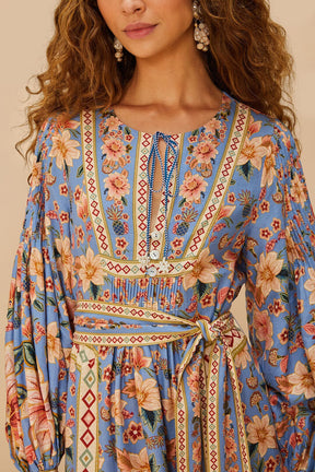 Blue Superbloom Tapestry Euroflax™Midi Dress