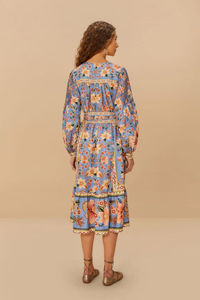 Blue Superbloom Tapestry Euroflax™Midi Dress