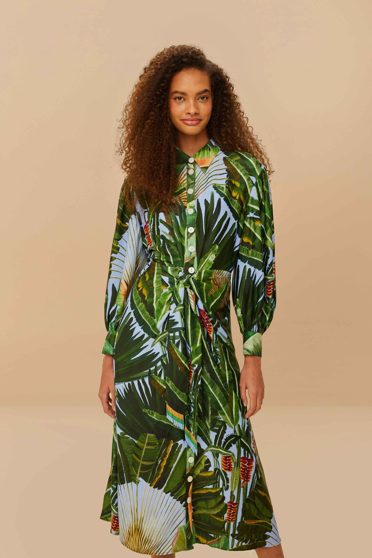 Blue Amazonia Forest Viscose Midi Dress