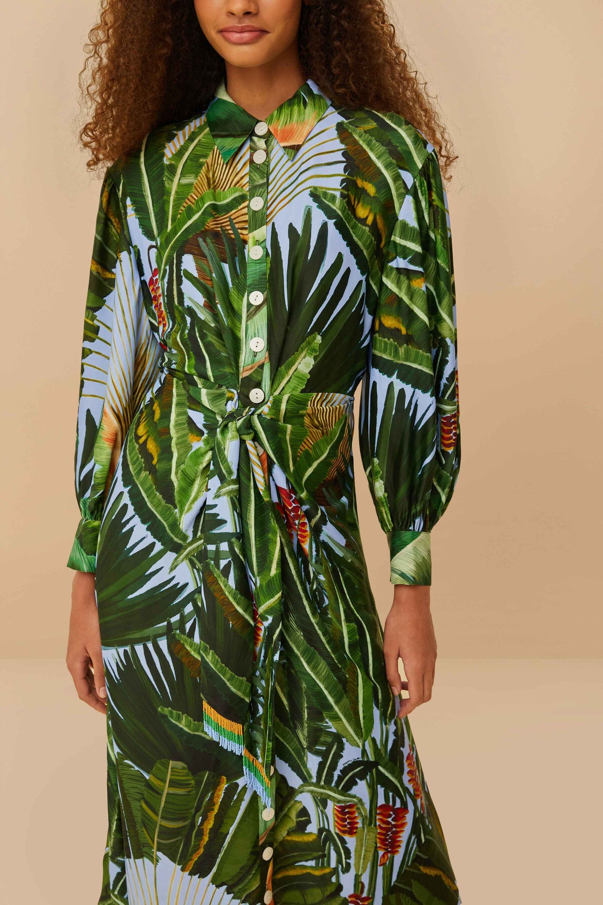 Blue Amazonia Forest Viscose Midi Dress