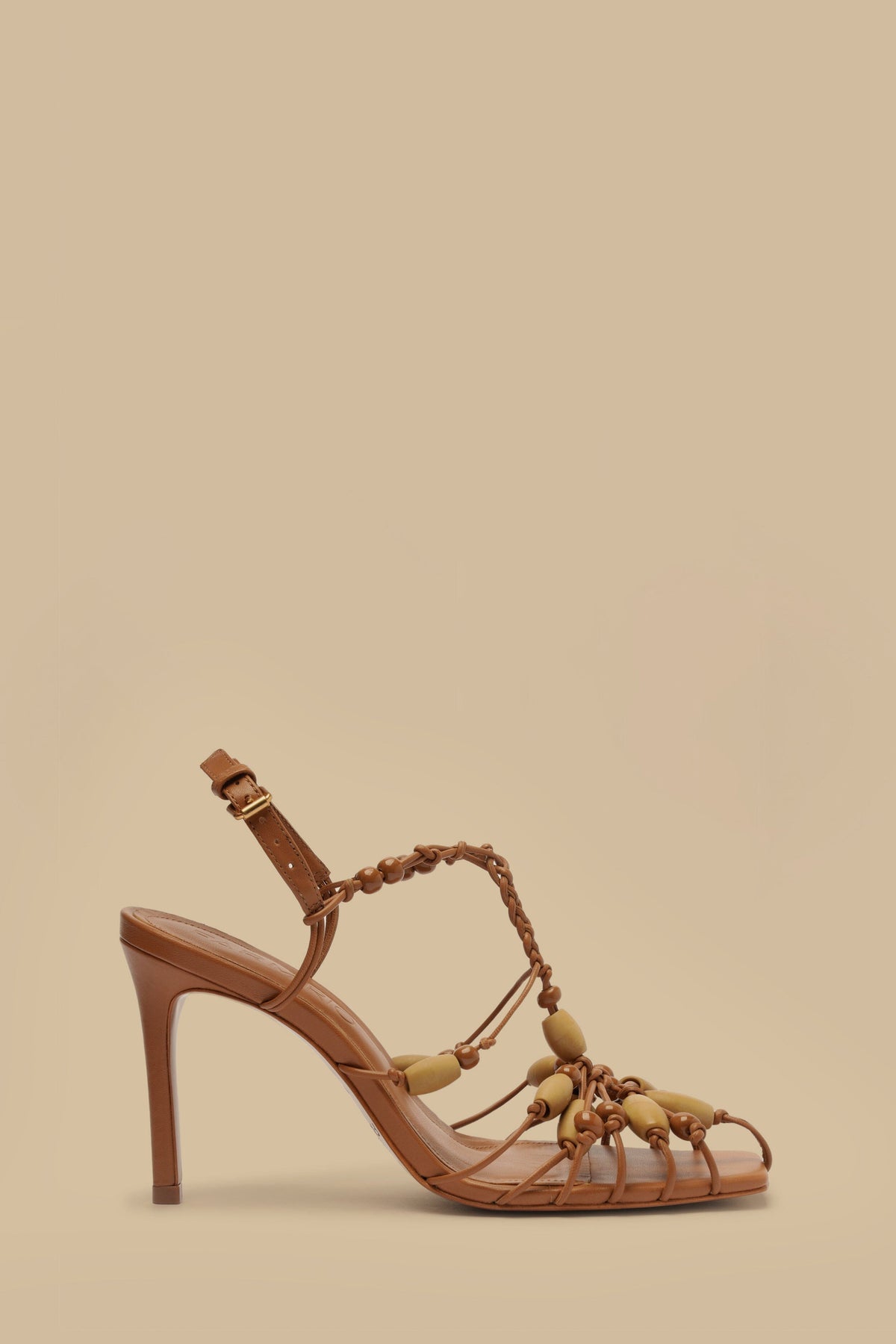 Tan High Heel Beads Sandal