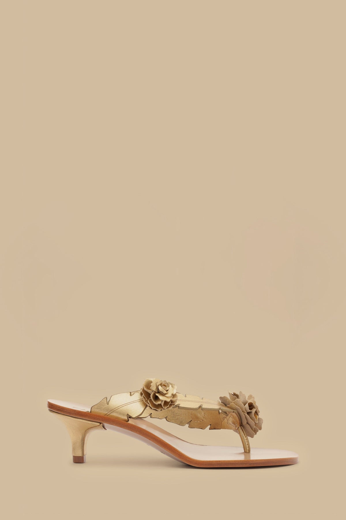 Gold Blooming Kitten Sandal