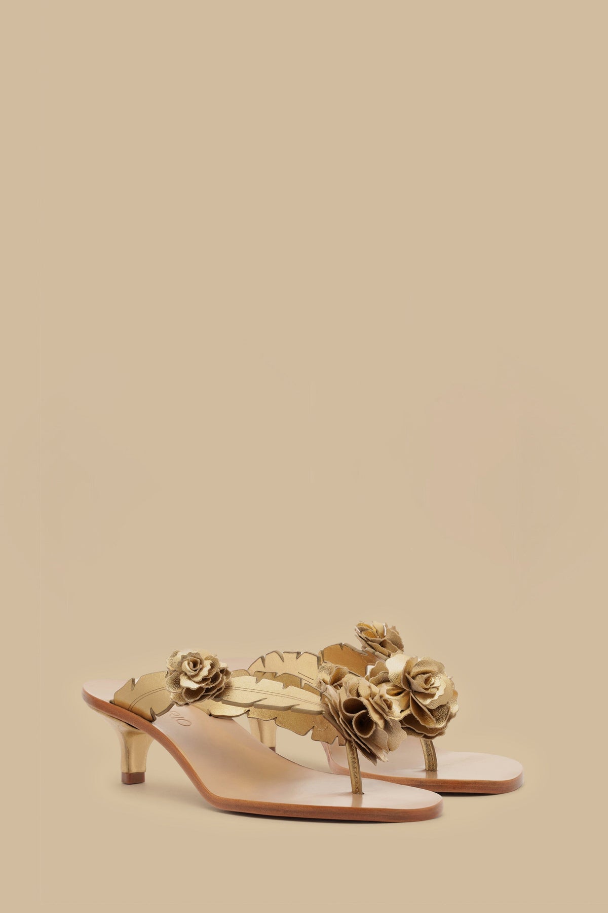 Gold Blooming Kitten Sandal